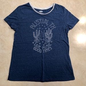 Short-sleeved Blue and White Graphic Tee